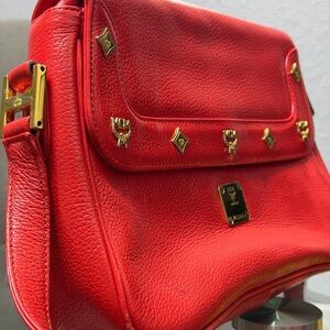 MCM Scarlet Crossbody Bag with Gold Accents